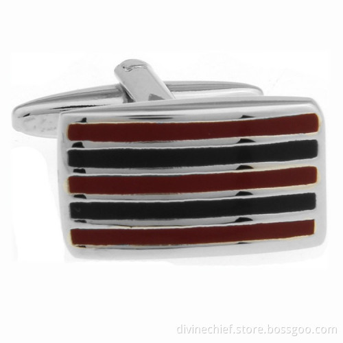 Custom Stripe Enamel Cufflinks Wholesale Mens Shirts Cufflinks
